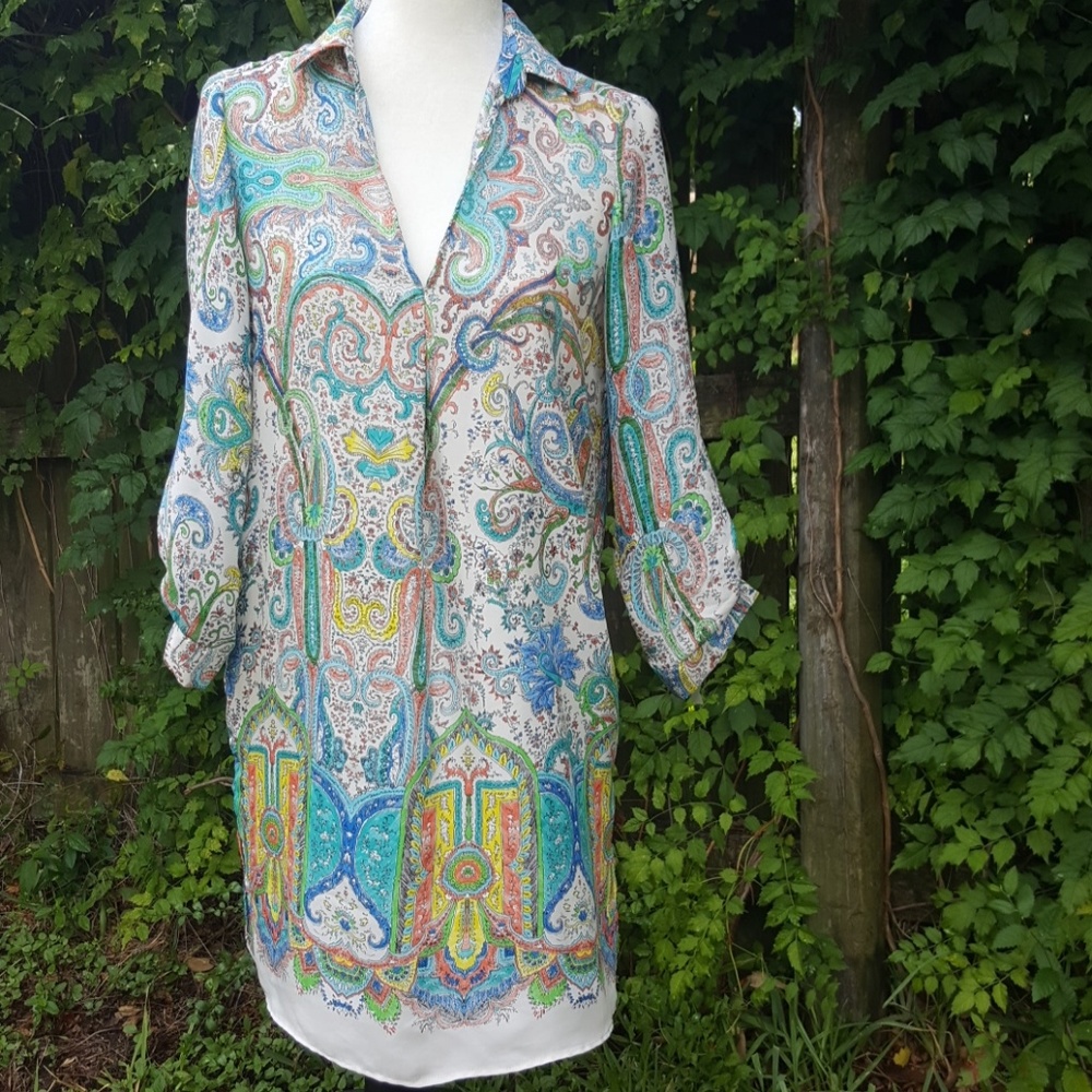 Zara Basic Graphic Printed Polyester Dress S - image 1